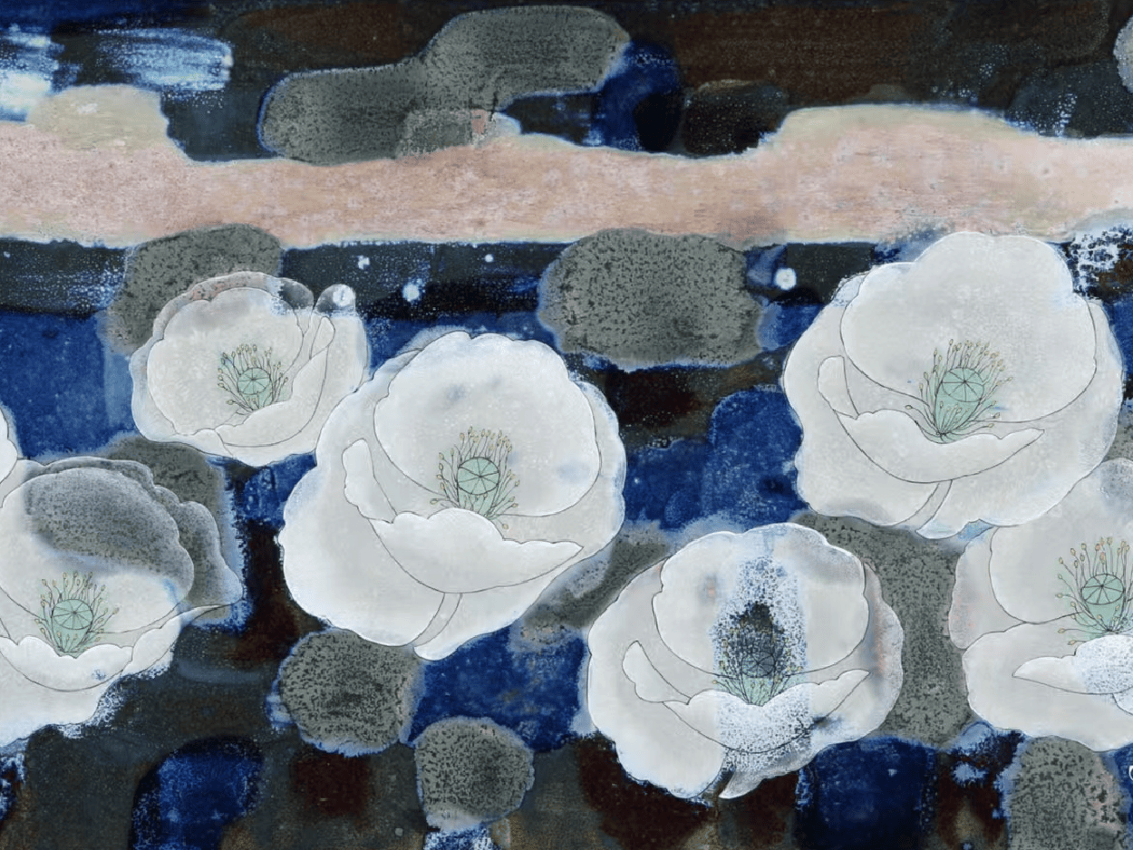 Ceramic Plaque | Qinglu Baijiao ( Delicate Blossoms Washed by Fresh Dew )