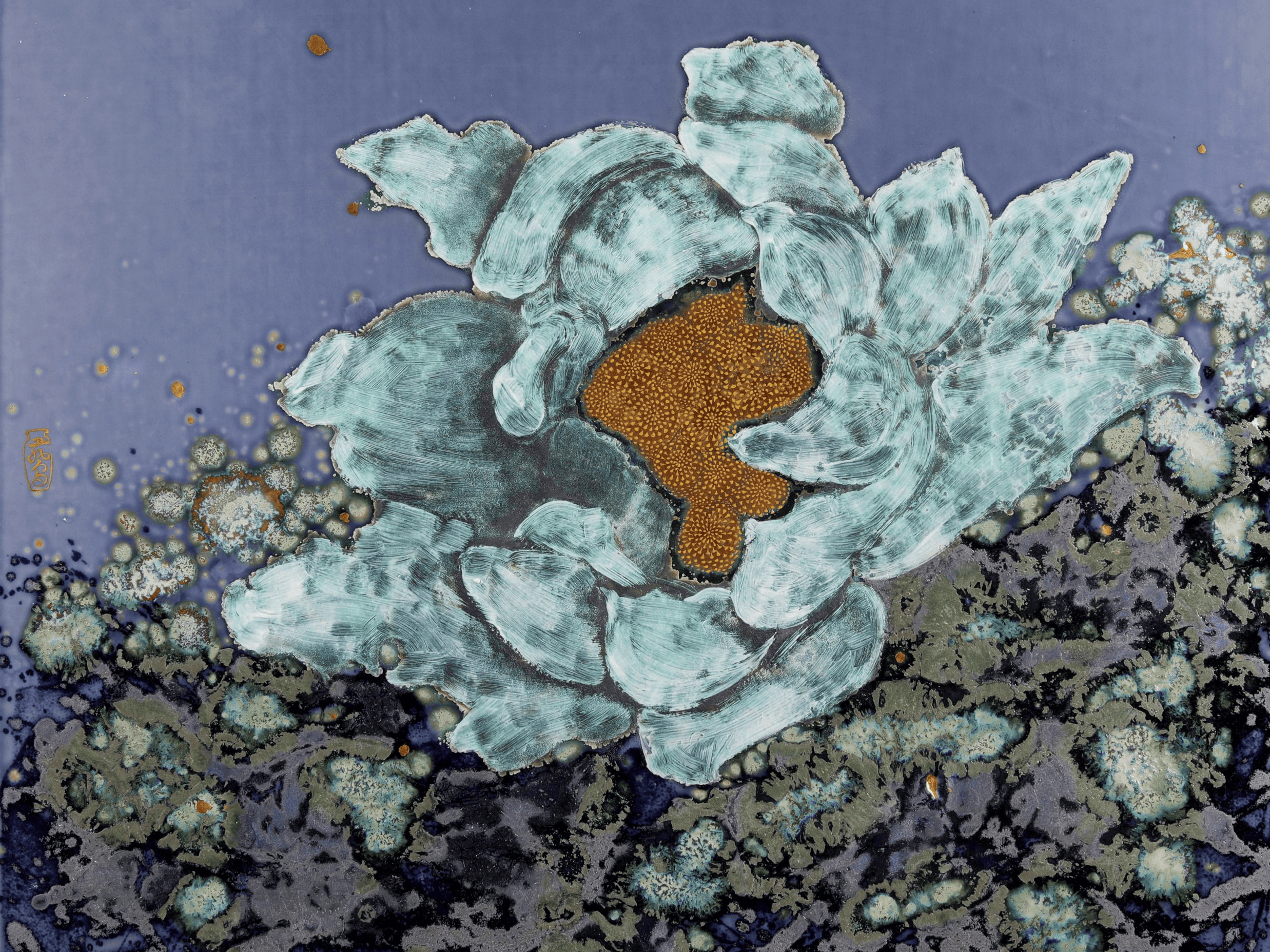 Ceramic Plaque | Snow Lotus II