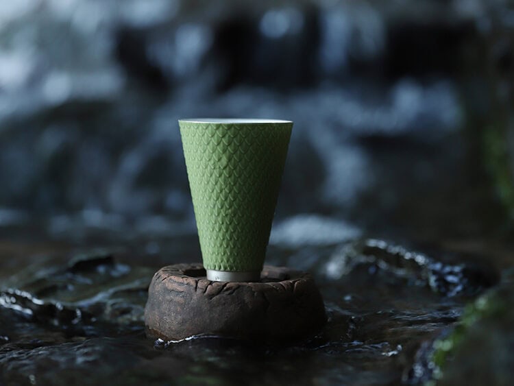 Jingdezhen Ceramic Cup: Cardamom Green Mini Wine Cup