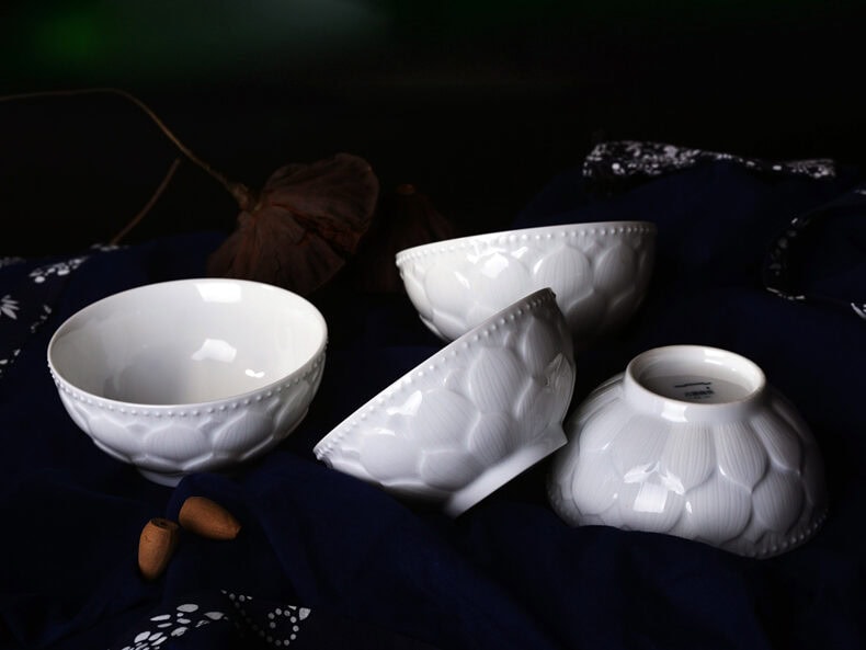 Ceramic Bowl Set: Lotus Bowl Set of 6