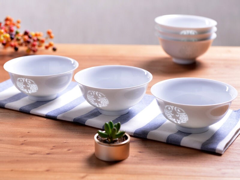 Ceramic Bowl Set: Double Fish Bowl Set of 6