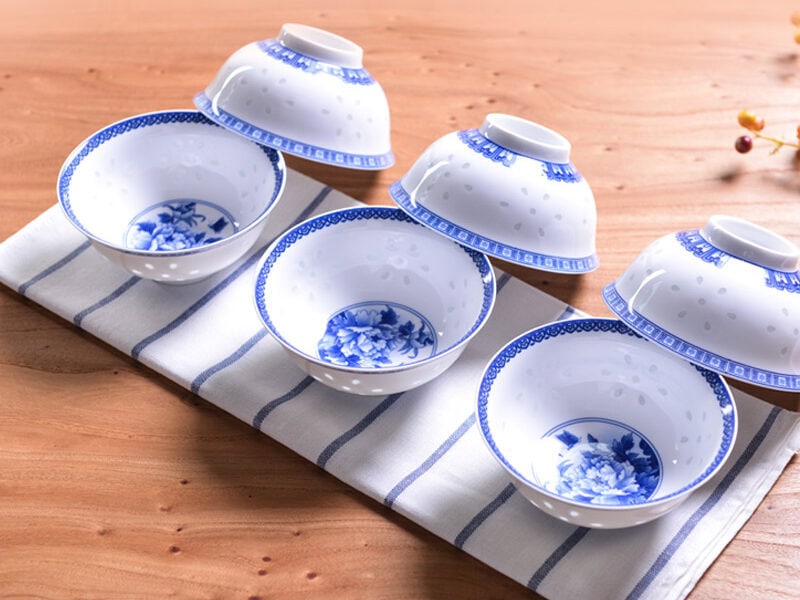 Ceramic Bowl Set: Blossoming Prosperity (Bowl Set of 6)