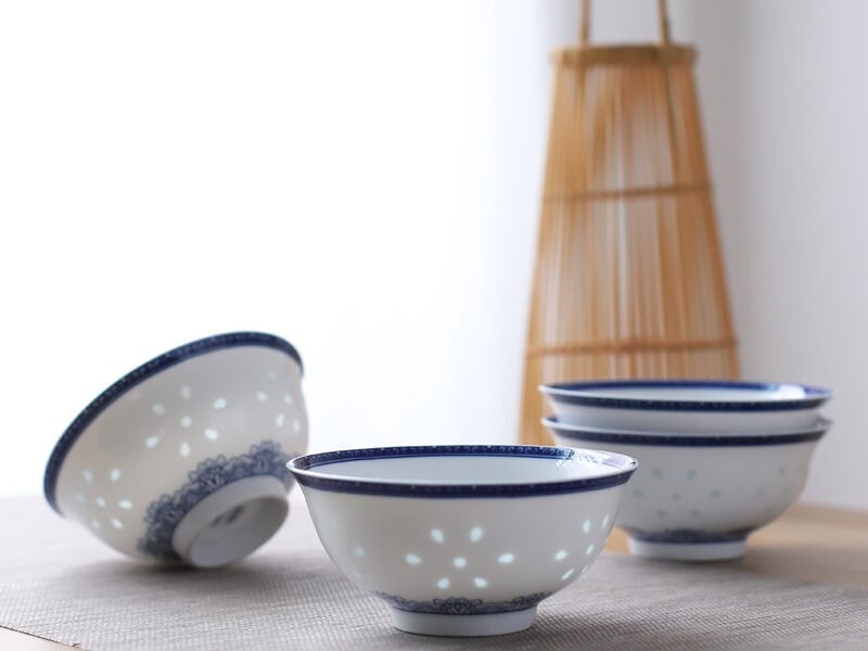 Ceramic Bowl Set: Immaculate Lotus Blossoms (Bowl Set of 6)