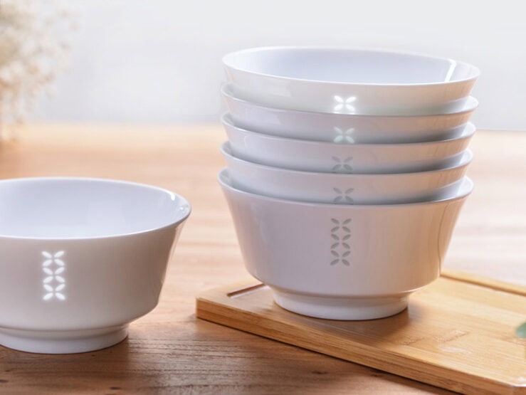Ceramic Bowl Set: Linglong Bowl with 12 Rice-Grain Cutouts