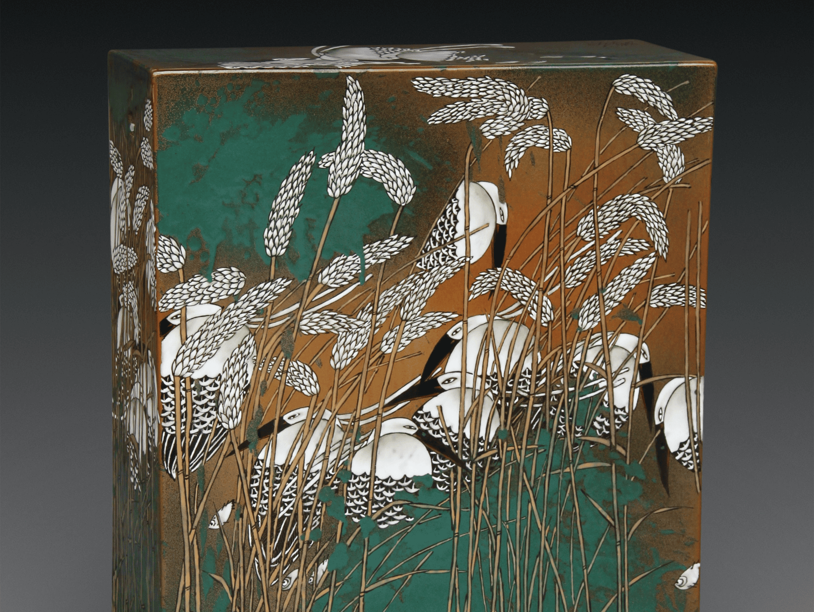 Chinese Ceramic Plaque | Lotus and Crane Collection III