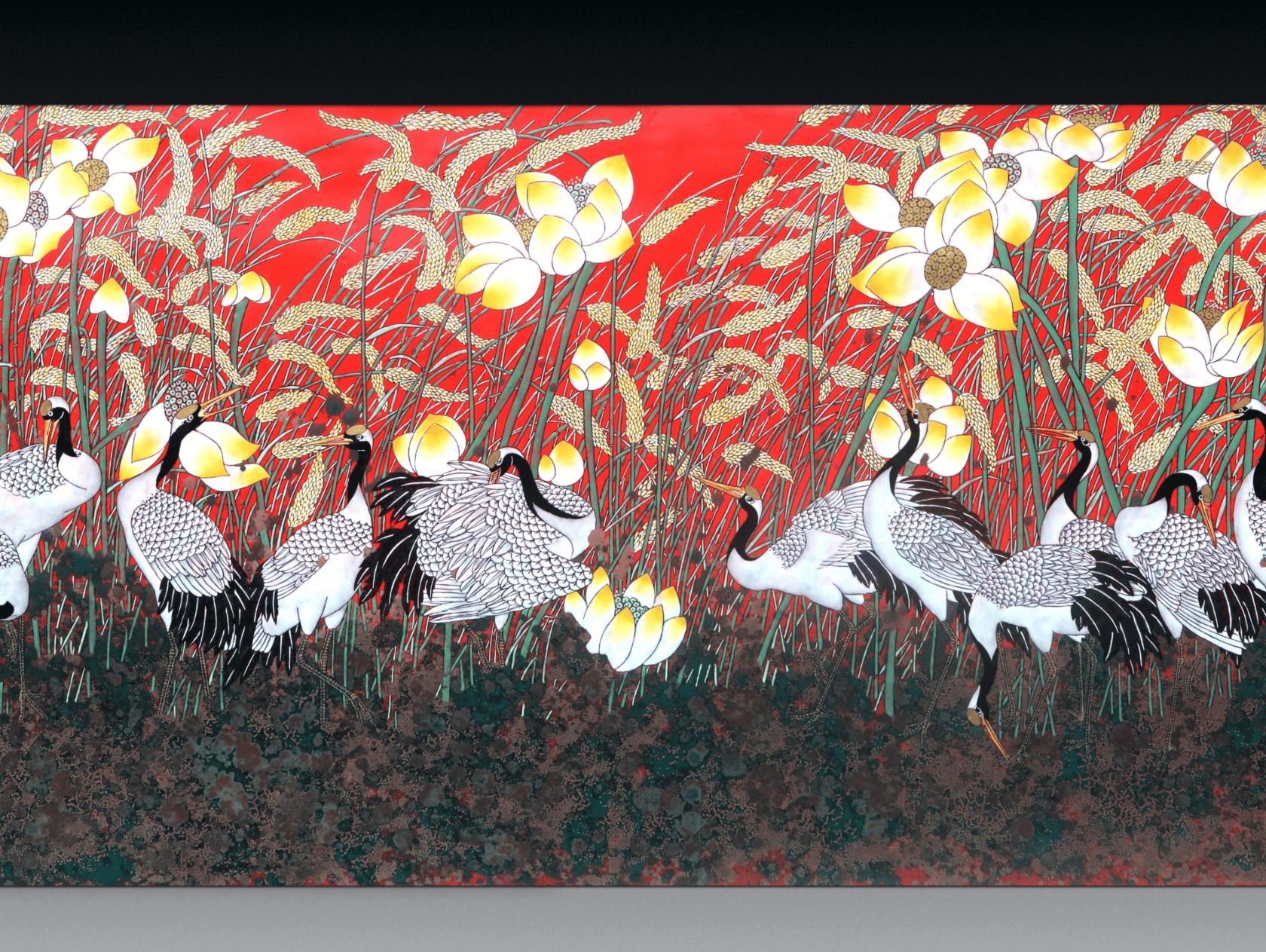 Chinese Ceramic Plaque | Lotus and Crane Collection VIII