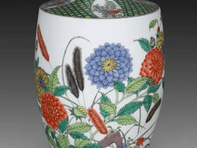 Artistic Ceramic Vase | Antique Colorful Floral Straight Porcelain Vase