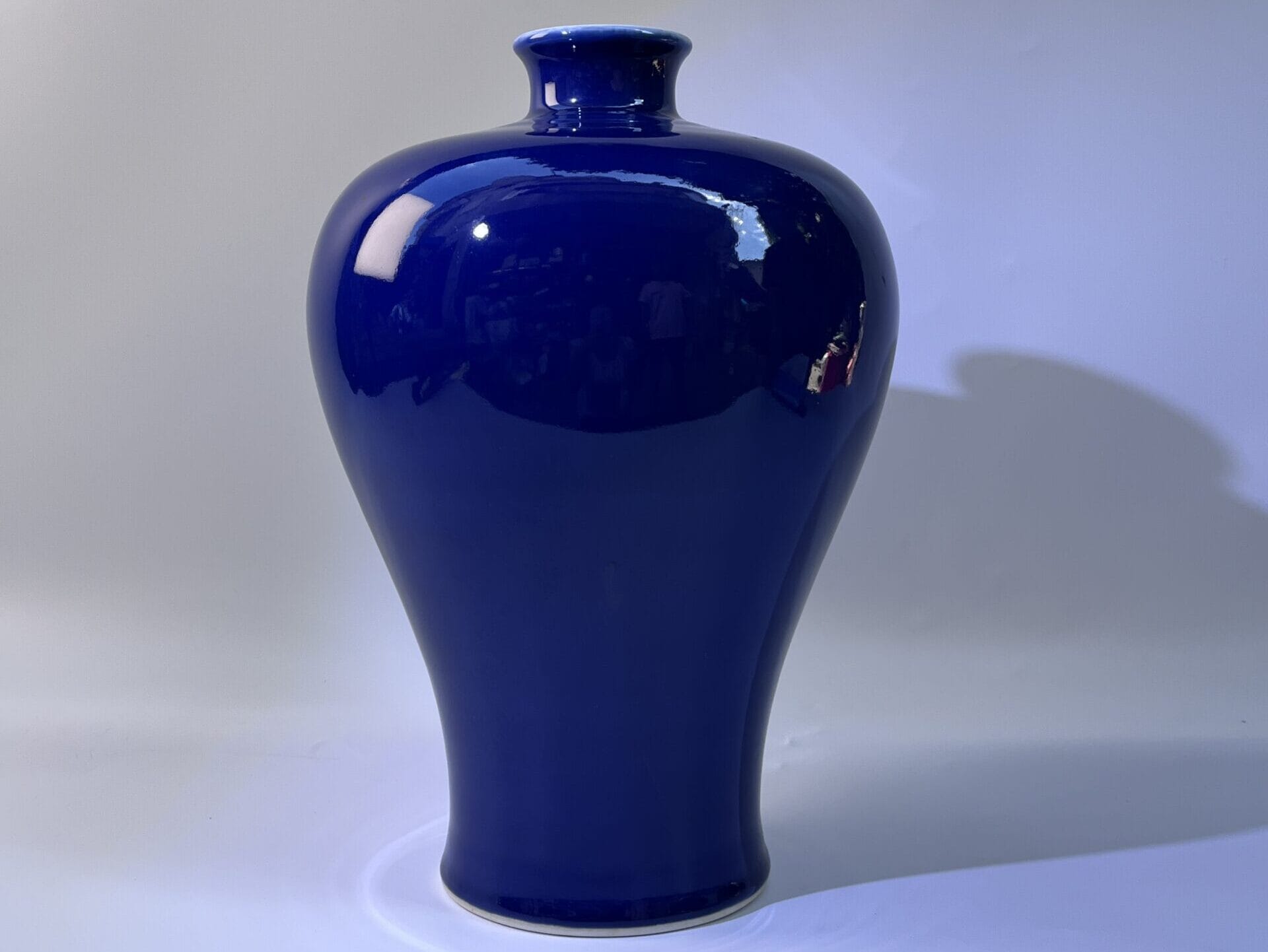 Imitation Qing Yongzheng-Style Sacrificial Blue Glaze Meiping Vase, Handmade Antique-style Porcelain