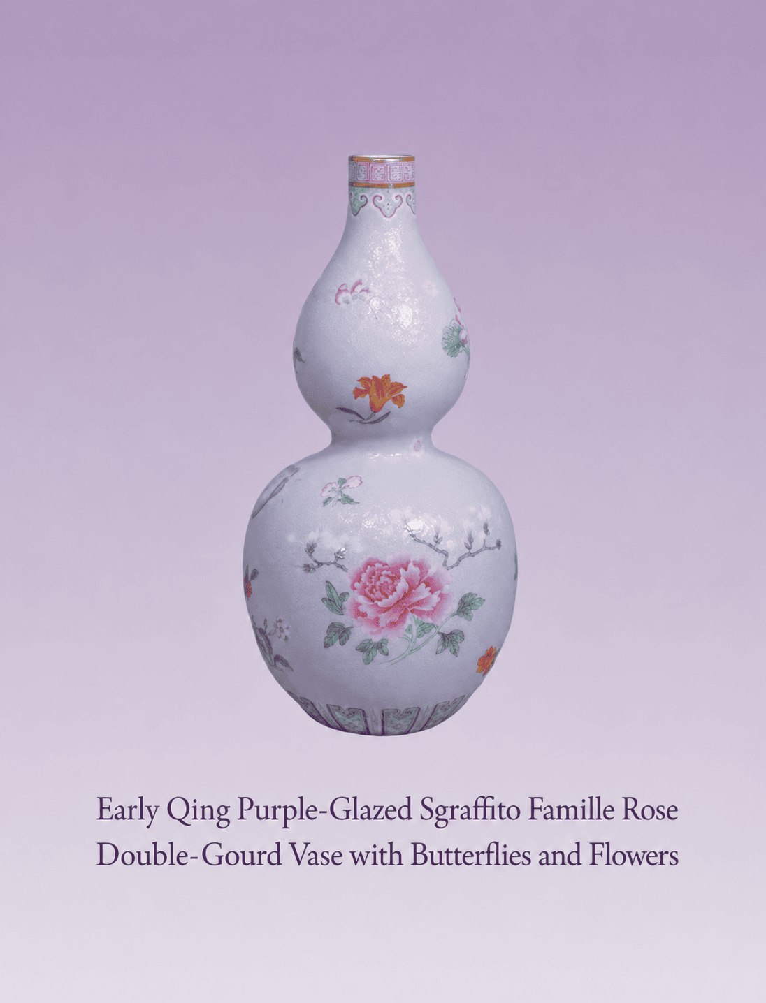 Antique Porcelain No. 2: Early Qing Purple-Glazed Sgraffito Famille Rose Double-Gourd Vase